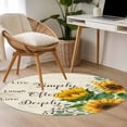 thumbnail image 4 of Round Area Rug 3 Ft, Yellow Sunflower Washable Non-Slip Circle Carpet for Living Room/Bedroom, Summer Botanical Elegant Pastoral Floral Low-Profile Small Floor Mats Collection Rugs for Indoor, 4 of 8