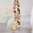 thumbnail image 5 of Wukai Color Donut Print Women's Pajama Set - Soft Long Sleeve Sleepwear for Comfort and Style-Large, 5 of 9