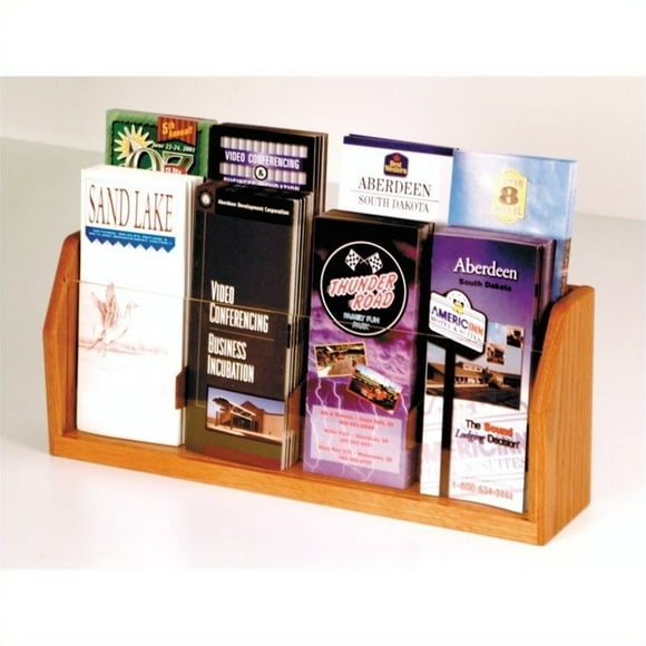 Wooden Mallet 8 Pocket Brochure Display in Medium Oak
