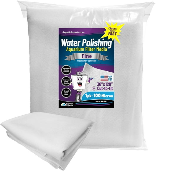 Aquatic Experts Aquarium Polishing Filter Pad, Aquarium Filter Pad, Aquarium Filter Floss for Fish Tank Filters, Water Polishing Pad for Aquarium Filters (36"" x 120"" Bulk, 100 Micron)
