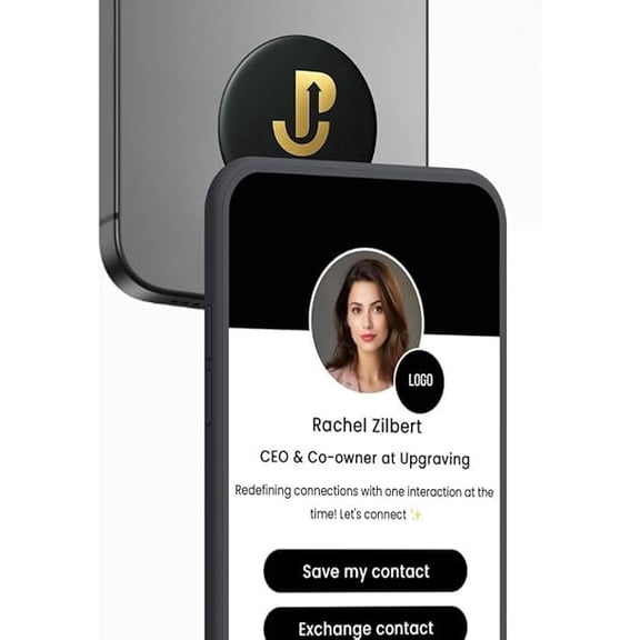 Black Smart Digital Business Card Tag – Nfc Tap-to-Share, No App Needed, Portable Adhesive