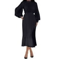 thumbnail image 2 of Satin Dress, Long Sleeve Elegant Dress for Women, Loose Fitting Casual Party Dress with Accordion Pleats, 2 of 9