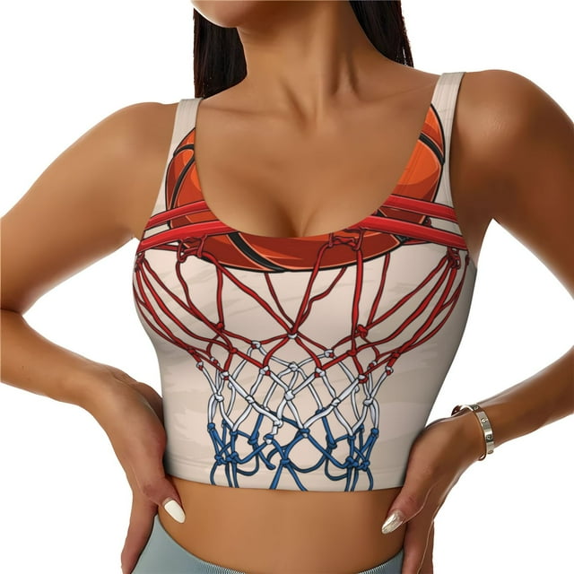 Balery Basketball Shot Sujetadores deportivos con espalda cruzada para mujer, acolchados, sin costuras, de alto impacto, ideales para yoga, gimnasio, entrenamiento y fitness.-Medium