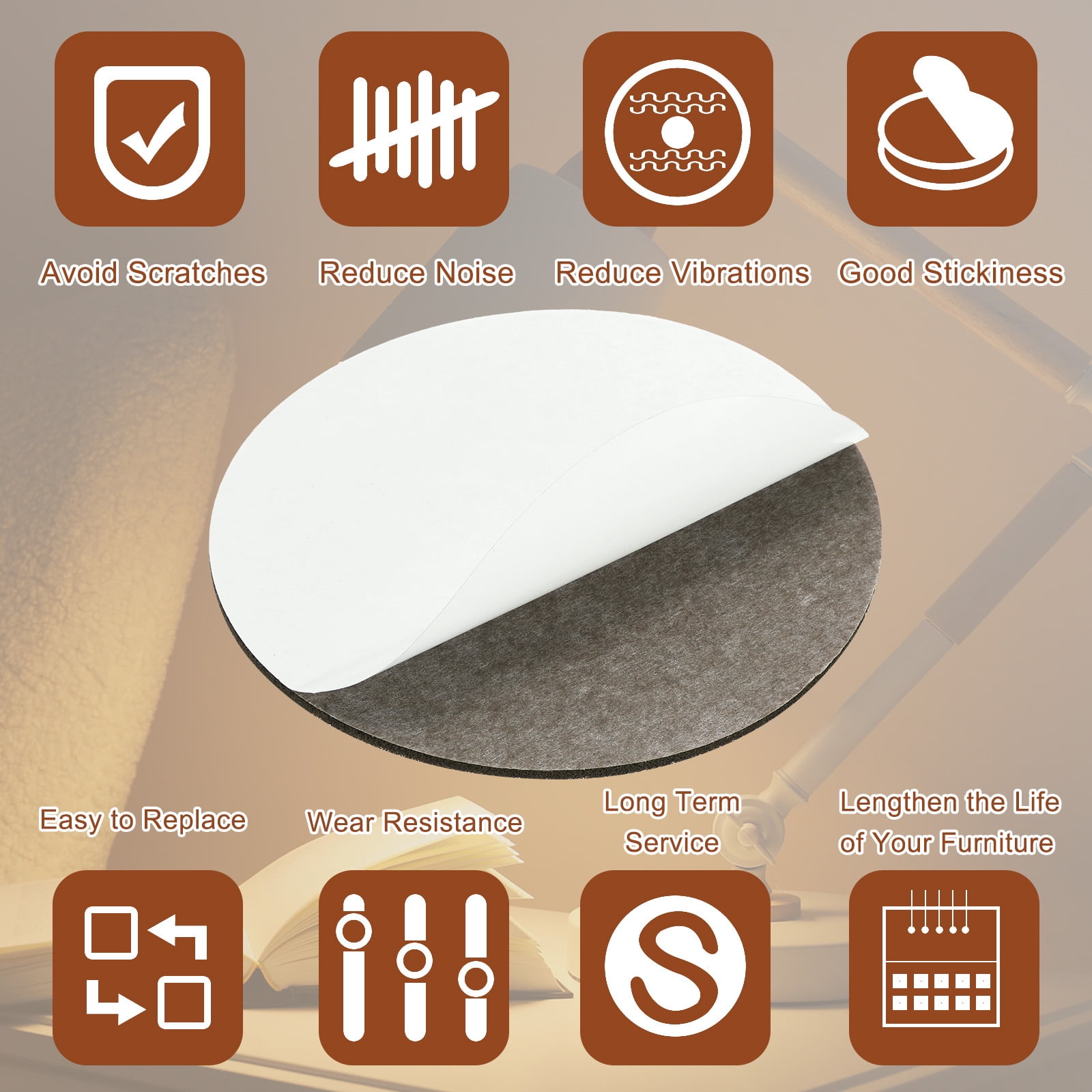Uxcell 10 Inch Diameter Lamp Base Felt, 12Pack 3mm Thickness Round Soft Adhesive Felt, Coffee
