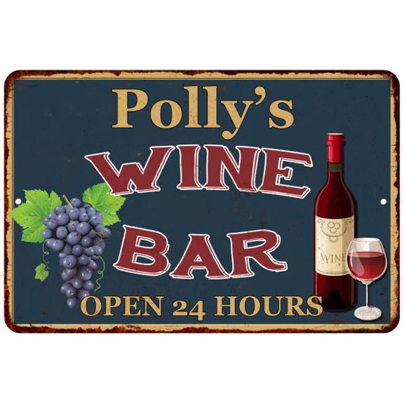 Polly's Green Wine Bar Wall Decor Kitchen Gift 8x12 Metal 208120043311