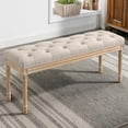 thumbnail image 4 of Dycanpo 44'' End of Bed Bench, Vintage Upholstered Bench for Entryway, Linen and Wood, 4 of 8