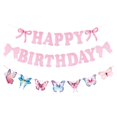 thumbnail image 1 of Banderín de cumpleaños con forma de mariposa, color rosa, para niñas, 1 of 8