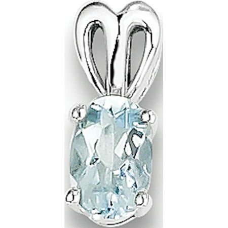 Aquamarine Jewelry - Leslies Fine Jewelry Designer 925 Sterling Silver Rhodium-plated Aquamarine (4x11mm) Pendant Gift