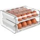 thumbnail image 1 of Cajón para guardar huevos de 32 rejillas para refrigerador, rejilla transparente de doble capa para guardar huevos, caja para huevos de cocina que ahorra espacio, soporte para bandeja para huevos, 1 of 4