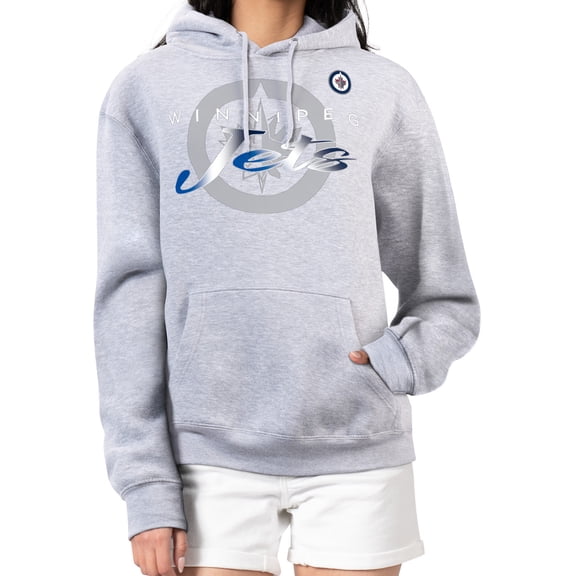 Women's G-III 4Her by Carl Banks Gray Winnipeg Jets Shadow Logo Fleece Hoodie