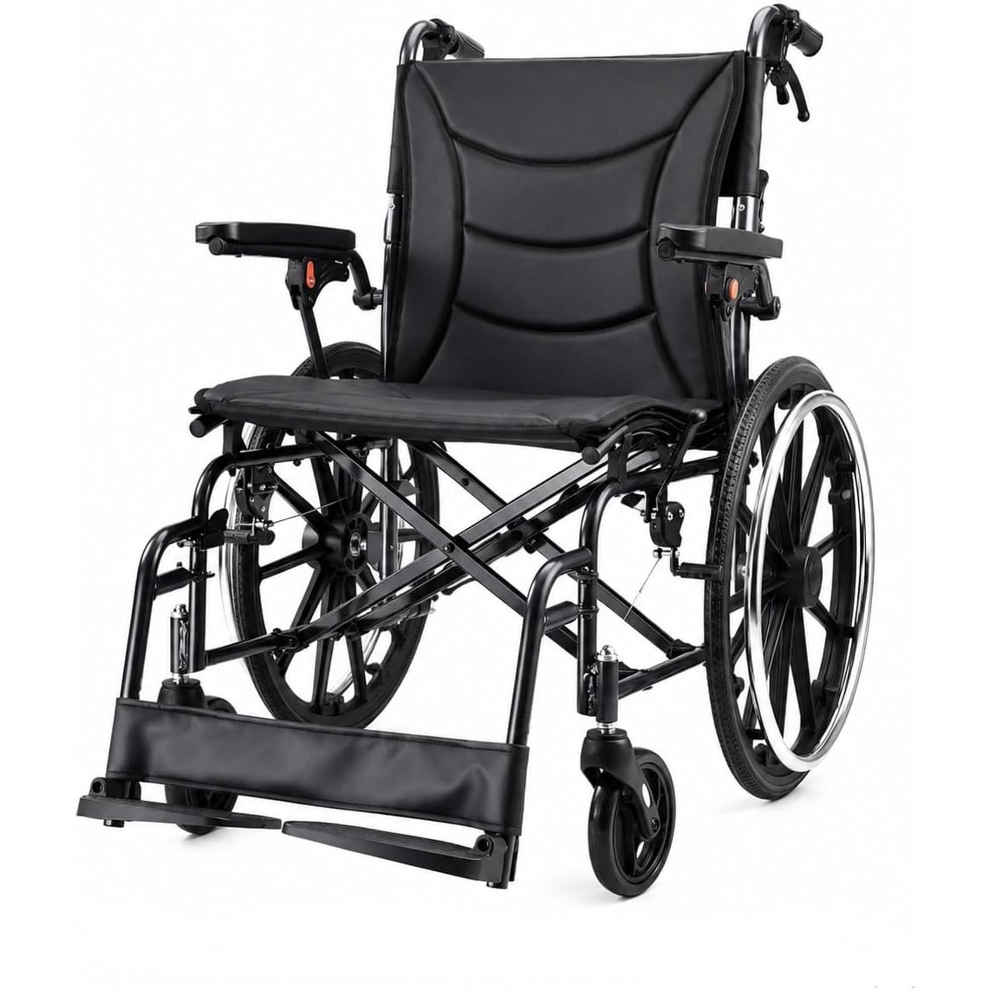 Aluminum Alloy Frame Ultra Lightweight Wheelchair 20 inch Flip Back ArmsTravel Wheelchairs
