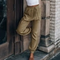 thumbnail image 6 of symoid Womens Casual Pants- Casual Solid Pants with Pocket Comfortable Tie Feet Full Length Pants Khaki L, 6 of 8