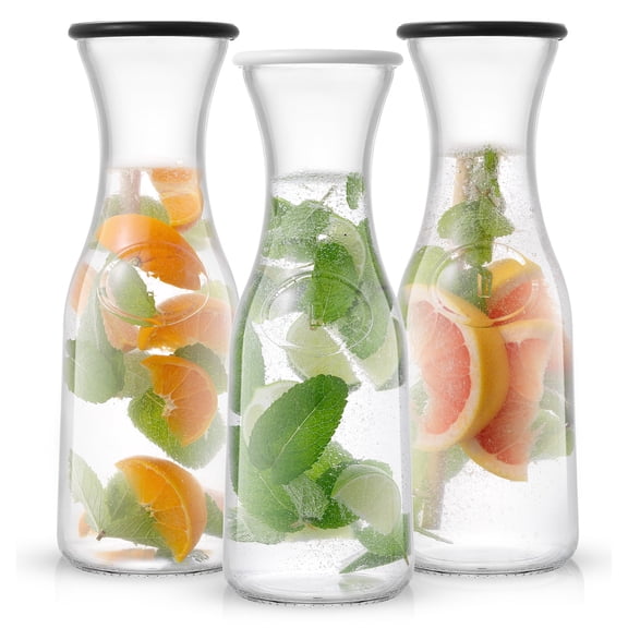 Brightware Hali Glass Pitcher with Lids – 36 oz – Set of 3