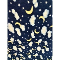 Lilly Craft Moons and Clouds Fleece Fabric - Sold by The Yard - 58" / 60" Wide