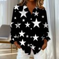 thumbnail image 4 of YHAJDS Shirts Womens Tops Star Print Button Lapel Long Sleeve Loose Casual Spring Summer Daily Top, 4 of 5