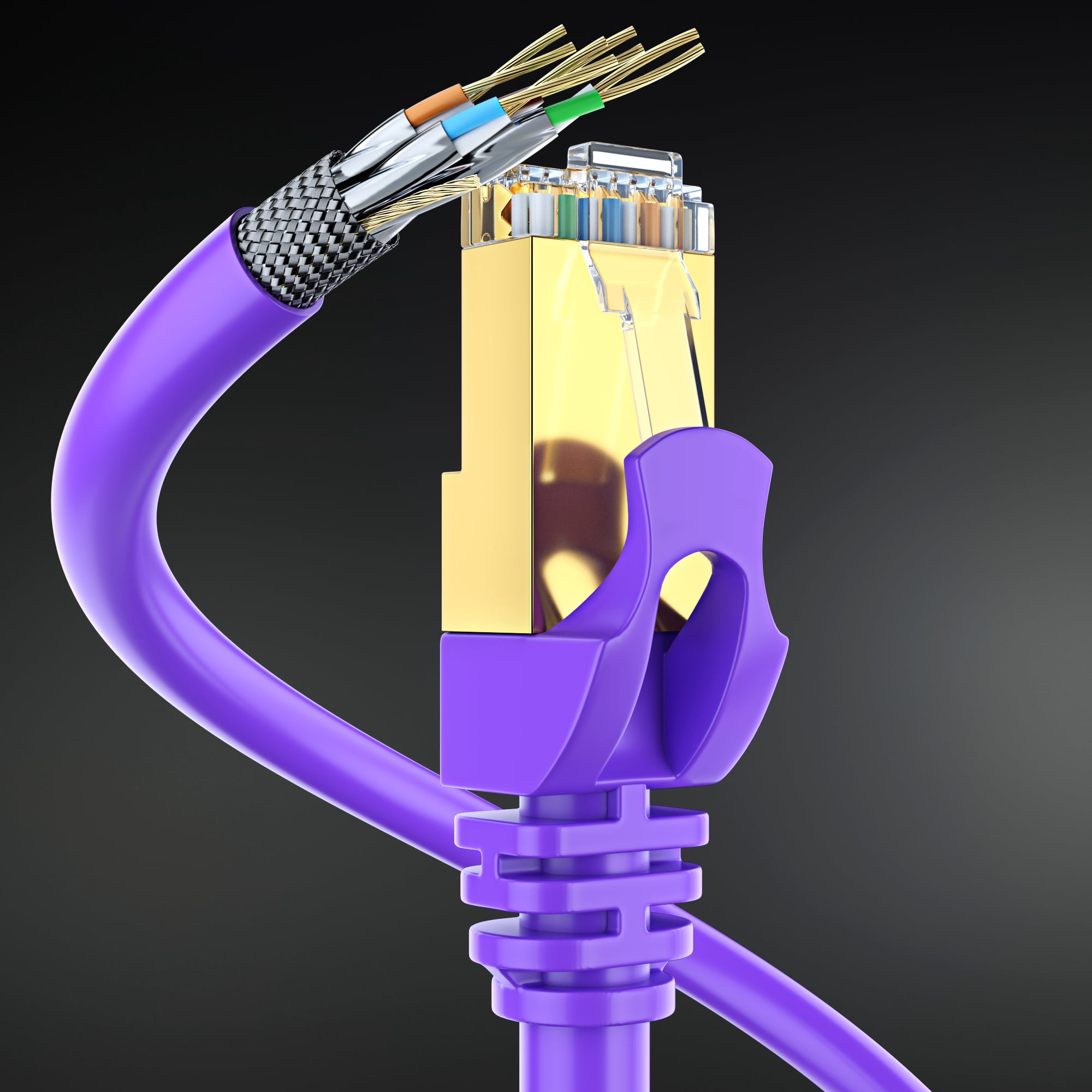 Cat 7 Ethernet Cable 12 ft - (6 Pack) High-Speed Cat7 Internet & Network LAN Patch Cables, RJ45 Connectors - Perfect for Gaming, Streaming, and More (Purple)