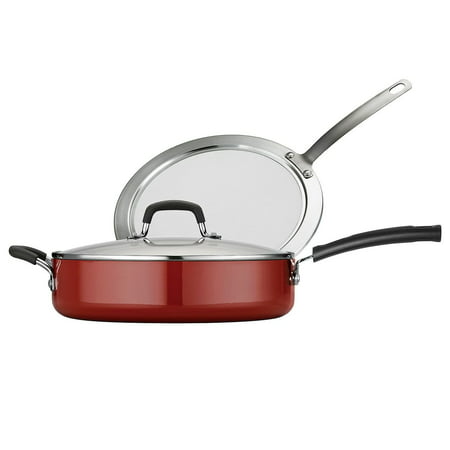 3 Piece Deep Saute Set / RedWhether you're preparing fried chicken, fish fillets or spaghetti sauce, this nonstick heavy-gauge sautÃ© pan set provides superior cooking.., By