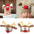 thumbnail image 2 of Gorro de Navidad para bebé, gorro de ganchillo a mano de Reno Adorable, gorros tejidos para niño y niña recién nacido, accesorios para fotos, gorro tejido, Papá Noel de Navidad, 2 of 4