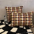 thumbnail image 5 of Fall Decor Oblong Pillow Cover Orange, 12"x26" (30x65 cm) Velvet Cut Velvet, Geometric Cushion Covers, Geometric Modern Style - Orange Rhythms, 5 of 9