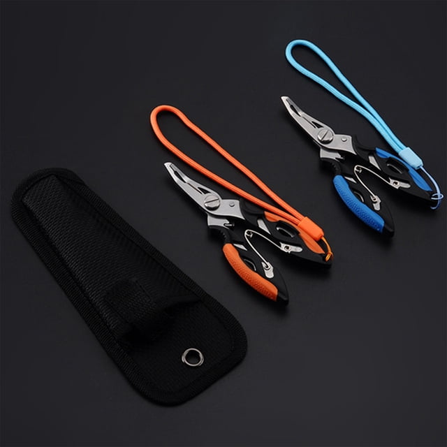 Fiudx Alicates de Pesca de Acero Inoxidable, Sacaanzuelos con Funda, Cortador de Trenzas, Imprescindible para Pesca En Agua Salada, Antioxidantes, Agarre Ergonómico, Tamaño Compacto, 12,5 X 4 Cm, Lig