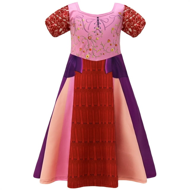 Mary Sanderson/Sarah/Winifred Sanderson Robe de Costume pour Filles Sorcière d'Halloween Cosplay Tenue Déguisement