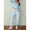 thumbnail image 6 of KelaJuan Women 2 Piece Pants Set Casual Velvet Solid Color Long Sleeve Zipper Sweatshirt and Drawstring Pants Outfits Loungewear, 6 of 6