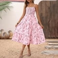 thumbnail image 2 of Summer Dresses for Women 2026 Women's Ditsy Floral Midi Dress Adjustable Spaghetti Strap Smocked Tiered A Line Casual Summer Vacation Dress, 2 of 9
