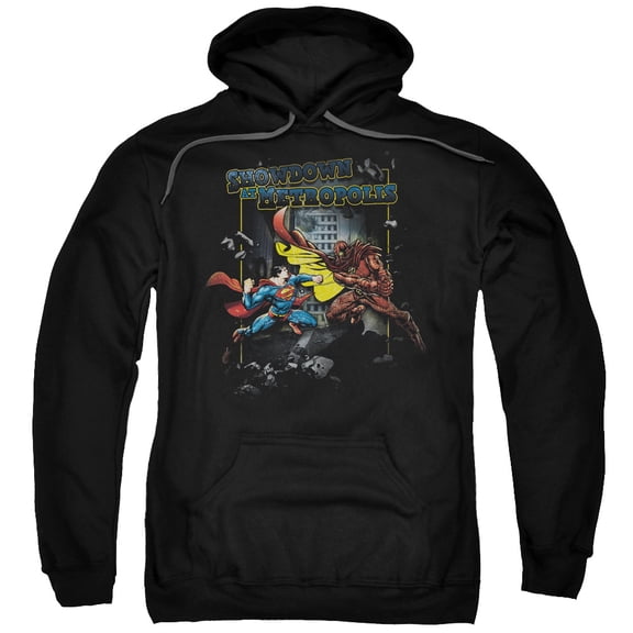 Superman Showdown Adult Pullover Hoodie Sweatshirt Black