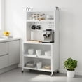 thumbnail image 2 of Barara King Sideboard Buffet Cabinet, Kitchen Storage Cabinet,5 Tier Kitchen Bakers Rack with Lights Multifunctional Microwave Stand with Flip Door Cabinets-White, 2 of 5