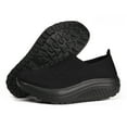 thumbnail image 2 of Platform Sneakers for Women Casual Knitted Low Top Walking Shoes Lightweight Soft Sole Slip on Loafers Antislip Workout Gym Athletic Shoes Black Size 6.5, 2 of 7