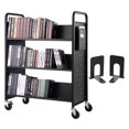 thumbnail image 1 of Carrito de biblioteca VEVOR con forma de W, 150 kg de capacidad, color negro, 1 of 9
