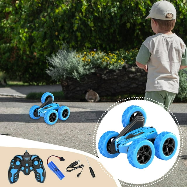Coche acrobático teledirigido con detección de gestos, vehículo de juguete para niños, carreras de acrobacias, coches controlados por gestos de mano, Azul