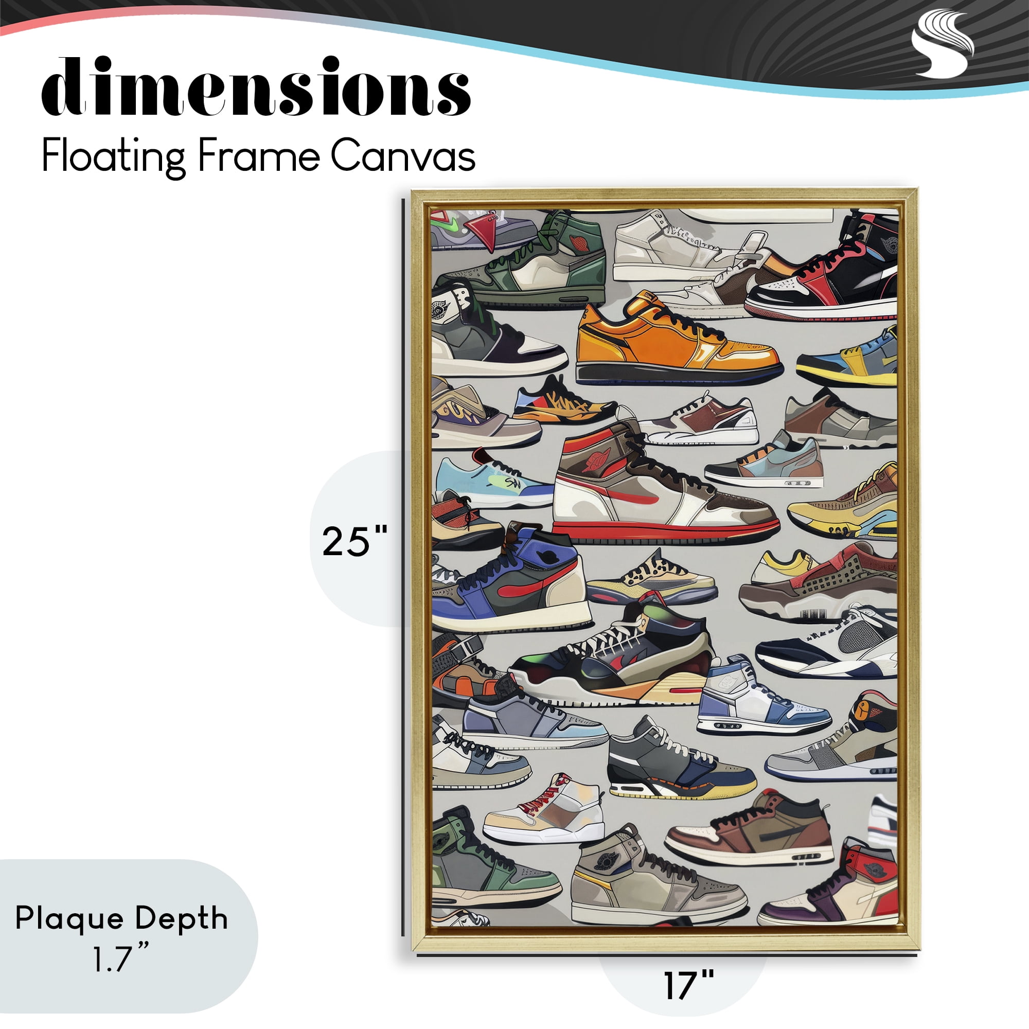 Stupell Industries Shoe Time Urban Styles Gold Framed Floater Canvas Wall Art, design by Ray Powers