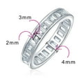 thumbnail image 4 of Bling Jewelry Womens Channel Set Rectangle CZ Wedding Band Ring Silver 4MM, 4 of 6
