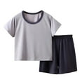 thumbnail image 3 of TYGHBN Boys Summer Outfits Casual Short Sleeve T Shirt & Shorts Set Comfortable Round Neck Elastic Waist Daily Wear for Toddler To Teen 4 Piece Set Baby Girl Winter Clothes Size 3 Boy Suspenders And, 3 of 3