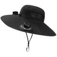 thumbnail image 5 of Bxaolu Outdoor Wide Brim Sun Hat with 2 Solar Fans - Ideal Fishing & Beach Bucket Hat for Men and Women, Black, 5 of 8