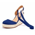 thumbnail image 3 of Dellytop Womens Platform Closed Toe Ankle Strap Lace Up Summer Shoes Espadrilles Wedge Sandals, 3 of 4