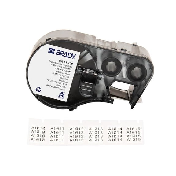 Brady Wraparound Label, White, Vinyl, 3/4 in W M4-11-498