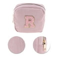thumbnail image 4 of Unique Bargains 1 Pc Letter R Pattern Makeup Bag for Travel Pink Corduroy, 4 of 6