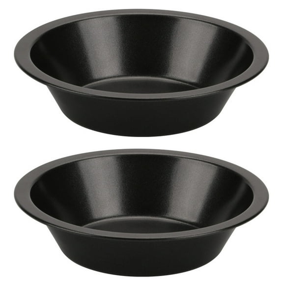 WHAMVOX 2Pcs Small Pizza Pan Nonstick Carbon Steel Baking Tray for Oven 4.95X4.95X1.18in Black Smooth Edge