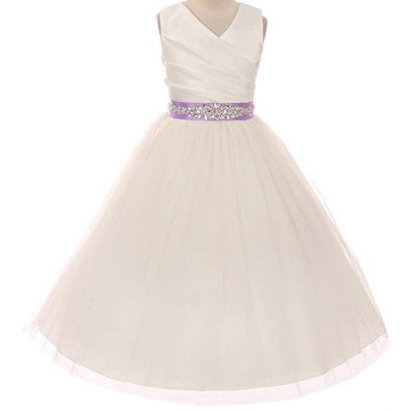 Flower Girl Dress Communion Bridesmaid Mix & Match for Little Girl Ivory Lilac 8 276CB