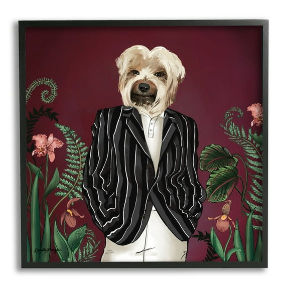 Stupell Industries Chic Fashion Dog Fancy Blazer Outfit Trendy Animal Graphic Art Black Framed Art Print Wall Art, Design by House of Rose