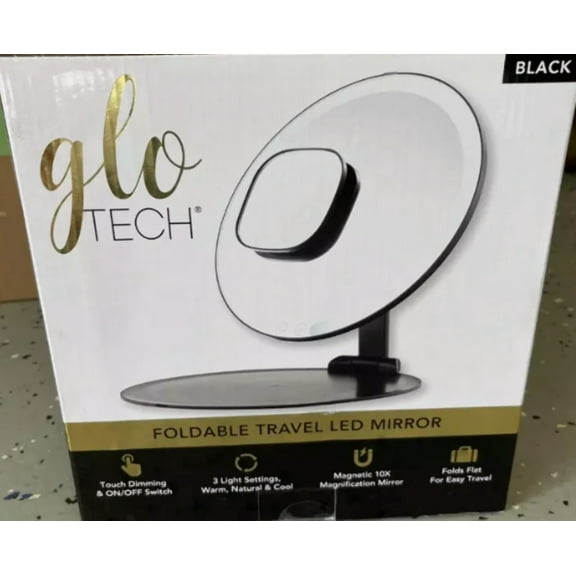 Glo Tech Foldable Travel LED Mirror (White)