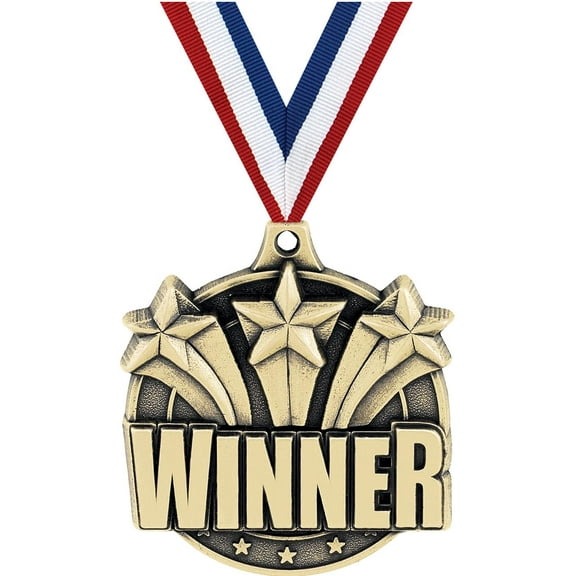 Winner Medals, 2" Gold Diecast Winner Medal Award 5 Pack