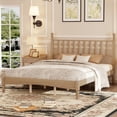 thumbnail image 2 of Euroco Wood Retro Style Queen Size Platform Bed with Slats for Living Room, Natural, 2 of 13