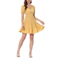thumbnail image 1 of INSPIRE CHIC Vestido de Cuello Cuadrado Pastel Sólido para Mujeres con Volantes y Mangas Cortas por Encima de la Rodilla Vestido de Capas Amarillo L, 1 of 5