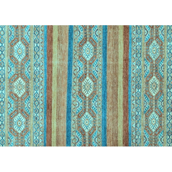 Ahgly Company Indoor Rectangle Abstract Light Blue Modern Area Rugs, 7' x 9'