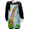 thumbnail image 1 of St. Patrick's Day Kids Apron, Abstract Cartoon Happy Leprechaun Sliding down Rainbow Gold and Shamrock, Boys Girls Apron Bib with Adjustable Ties for Cooking Baking Painting, Multicolor, by Ambesonne, 1 of 2