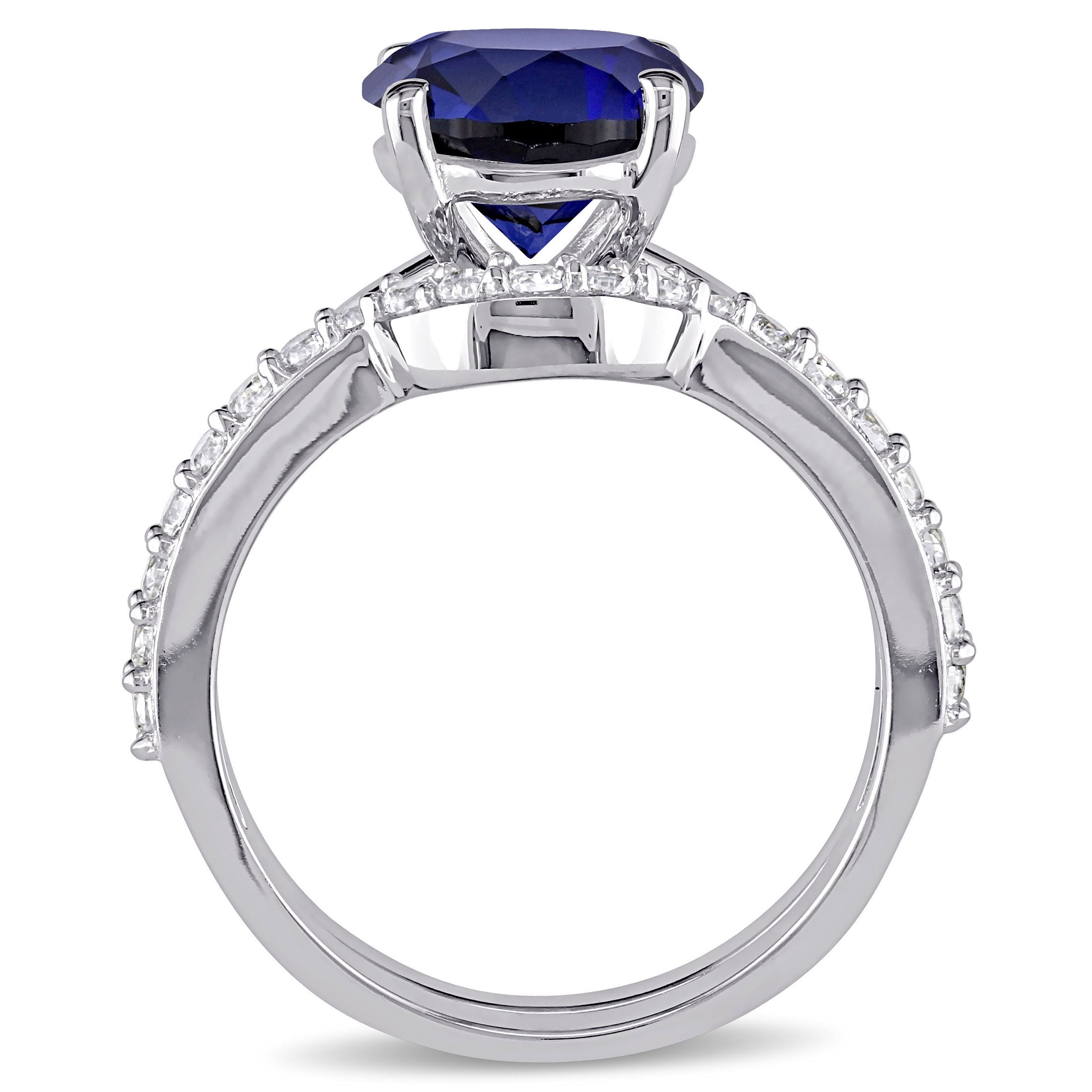 Everly Women's Created Sapphire 10k White Gold Bridal Set