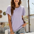 thumbnail image 7 of ZQUUVOU Summer Casual T-Shirt Round Neck Waist Tied, Ruffled Sleeves Casual Short Sleeves Purple, 7 of 7